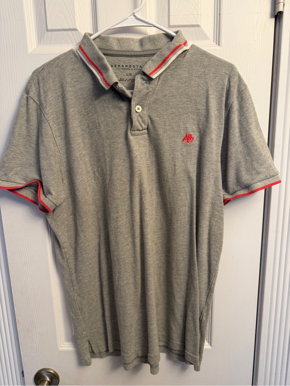 Aeropostale Men’s Grey Polo Shirt with red Trim